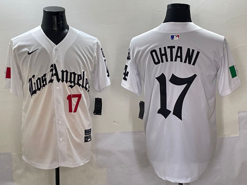 Men Los Angeles Dodgers #17 Ohtani White Five generations Joint Name 2025 Nike MLB Jersey style 2->los angeles dodgers->MLB Jersey